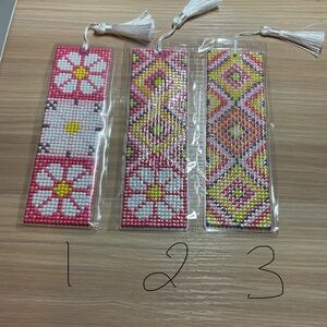 Pink and White Diamond Art Bookmark sealed and laminated Choose one